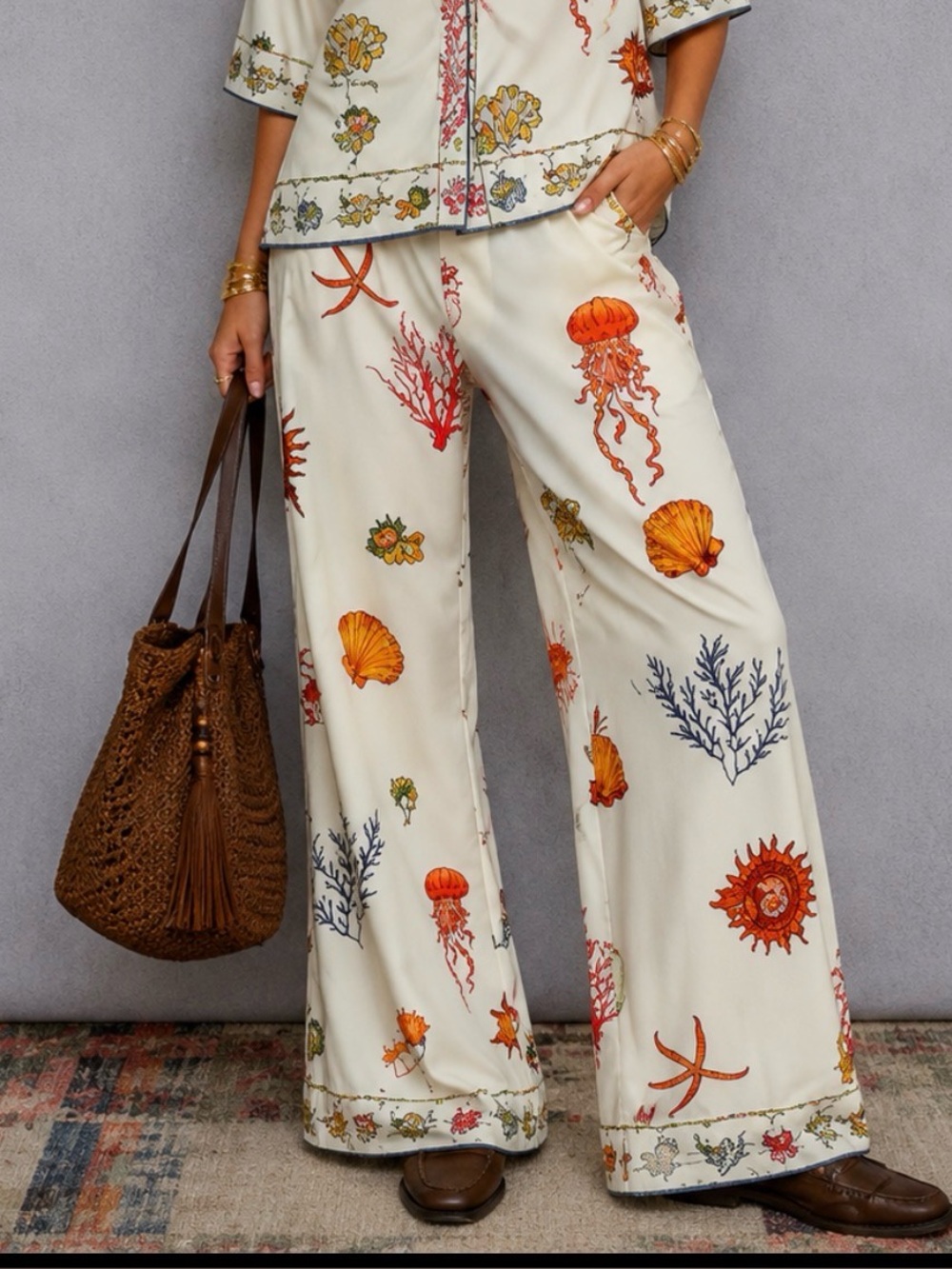 New POL pants sea inspired wide leg sz M L